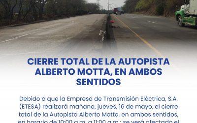 Cierre total de la autopista Alberto Motta