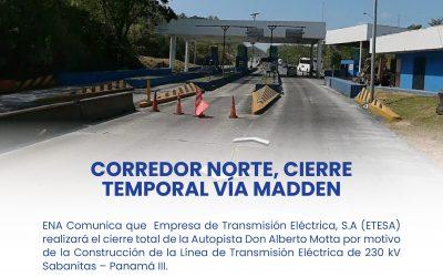 Corredor Norte, Cierre Temporal vía Madden